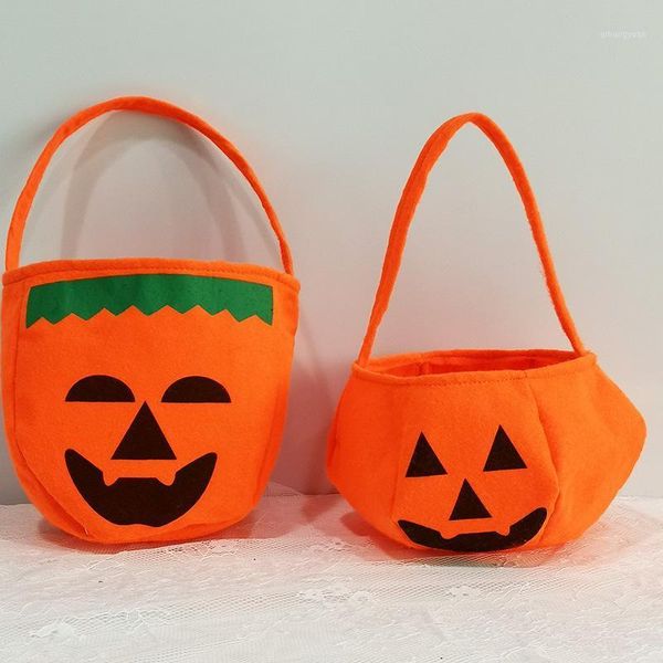 

halloween pumpkin bag orange color non-woven fabrics hand bag reticule for kids children candy halloween supplies1