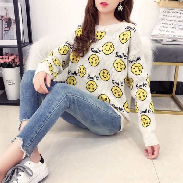 

if8e8 women's new pullover sweater outer wear early autumn hipster lazy style very fairy pullover sweater loose admew, White;black