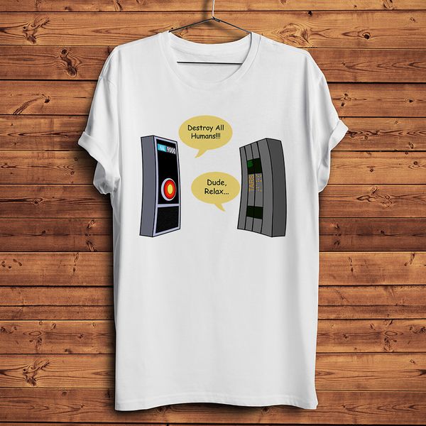

hal9000 and tars robot funny geek summer white casual short sleeve geeker interstellar streetwear tee hooded sweatshirt hoodie men t shirt