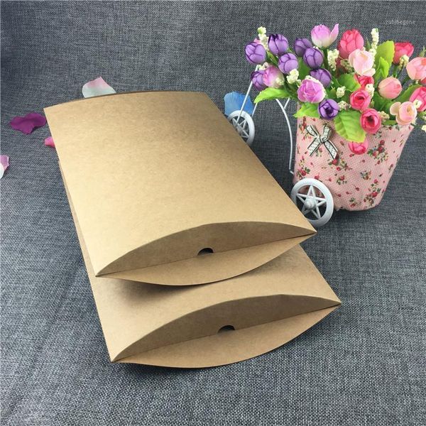

gift wrap 10pcs/lot blank handmade kraft paper packaging pillow box large size diy wedding decoration boxes candy storage case favor1