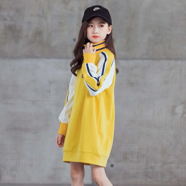 

korean mid cotton length girls' pullover new drs autumn winter 2020 fashion zhongda children's wear skirt 8n8z, Red;yellow