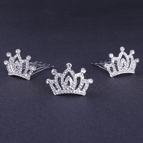 

hair clips & barrettes glitter crystal rhinestone twinkle small princess crown tiara flower girl kids girls wedding birthday prom accessorie, Golden;silver