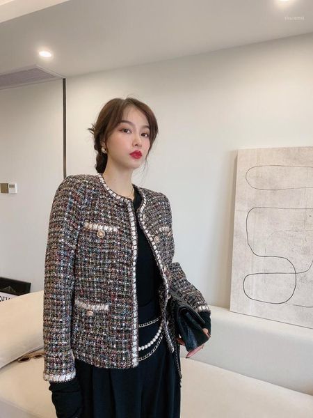 

2020 autumn fashion women tweed jacket coat female casual coat outerwear 2 color gdnz 9.021, Black;brown