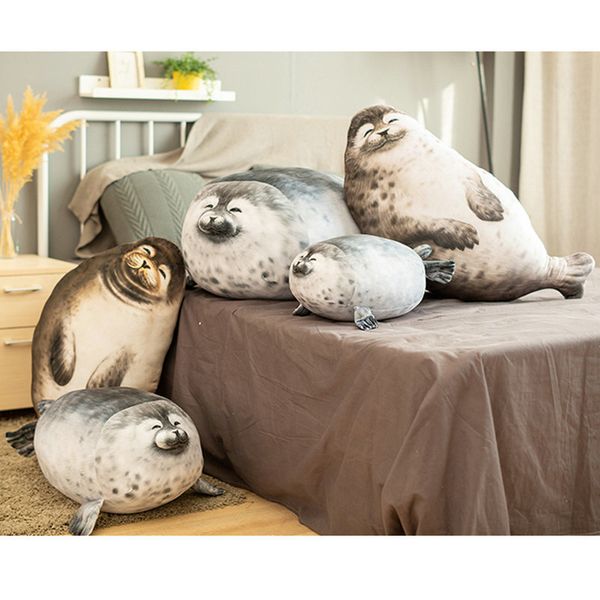 

3d printed seal plush toy soft stuffed sea animal seal doll toys for birthday gift lifelike seal stuffed hug pillow home decor 201009
