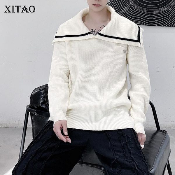 

xitao korean style navy collar woman sweaters plus size loose thicken pullover women fashion wild trend women clothes zy10951, White;black