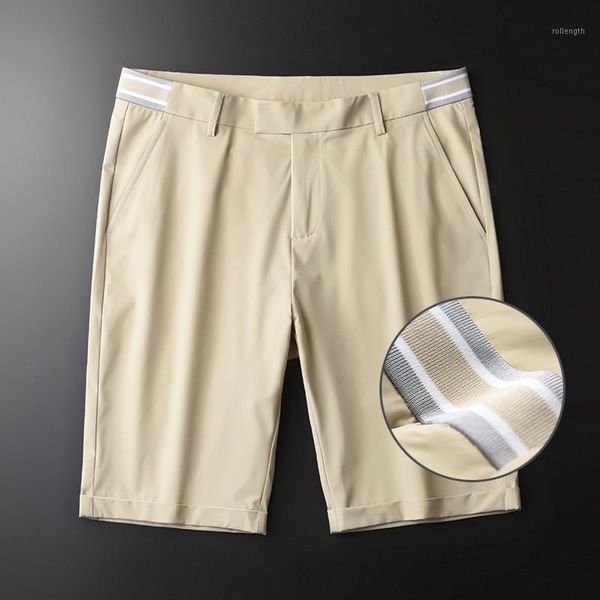 

new summer khaki mens shorts knee length solid color male shorts fashion slim fit thin man plus size1, White;black