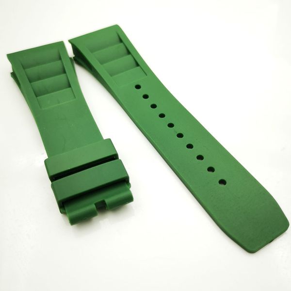 

25mm green watch band rubber strap for rm011 rm 50-03 rm50-01, Black;brown