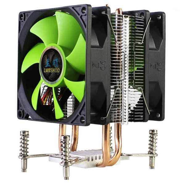 

lanshuo cpu radiator cpu cooler 2 heat pipes ultra quiet cooler fan for lga 2011 x79 x99 x299 (3pin dual fan)1
