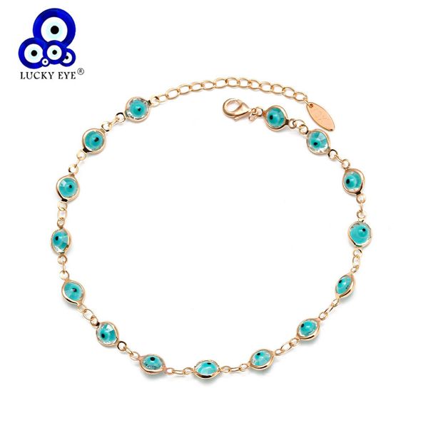 

lucky eye turkish evil eye anklet gold color copper beach foot chain leg ankle bracelet adjustable for women girls jewelry bd198 t200901, Red;blue