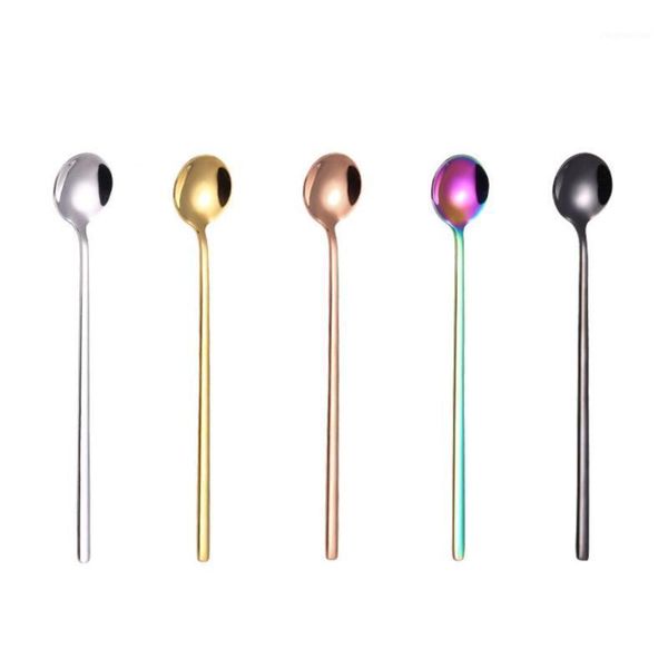 

spoons rainbow color coffee stir spoon long handle ice cream dessert eco-friendly stainless steel tableware kitchen supplies1