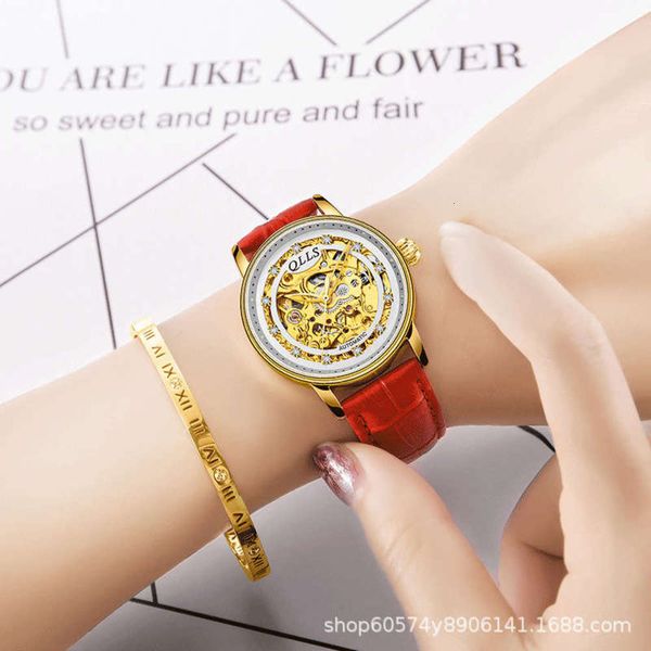 

women's watch qiluoshi waterproof mechanical watch automatic fashion 2019 new belt simple women's watch, Slivery;brown