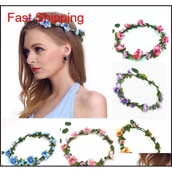 

girls sweet lovely simulation flower headband wedding princess vacation garland bohemia hair accessories for big qylbkz bde_home, Silver