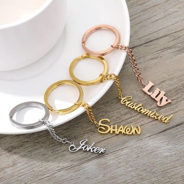 

personalized name handmade pendant stainless steel nameplate keychain women men customized keychain jewelry birthday gifts1, Silver