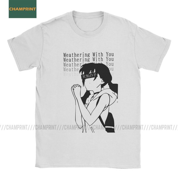 

weathering with you men's creative makoto anime shinkai tenki manga short sleeve 6xl sport hooded sweatshirt hoodie men t shirt