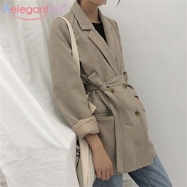

aelegantmis chic casual double breasted women blazer jackets notched collar female outerwear elegant ladies coat spring autumn y201026, White;black
