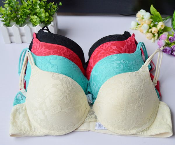 

new padded thick padded push up embroidery floral lace bra underwear bras plunge bh lingerie size 32 34 36 38 40 42 44 a b c d e 201013, Red;black