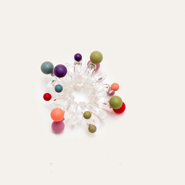 

оптовая женщины девушки ясно телефон упругие nailed с цветастыми бусины прозрачные веревочные ленты для волос галстуки sqctvo homes2007, Silver