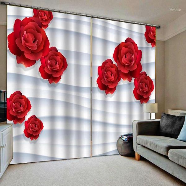 

curtain & drapes customized 3d blackout curtains living room bedroom el window red rose for wedding room1
