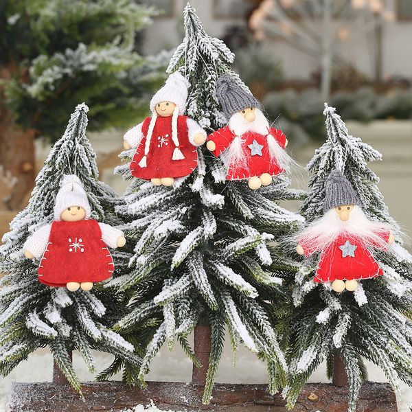

newetya 2pcs cute hat angel girl santa clause doll christmas tree ornament decoration pendant kids toy xmas party decor for home