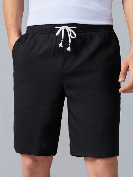 

men drawstring waist shorts n30a#, Black