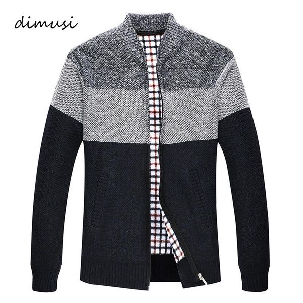 

dimusi autumn winter men's sweater coats faux fur wool sweater jackets men zipper knitted thick coat casual knitwear 3xl,ta311, White;black