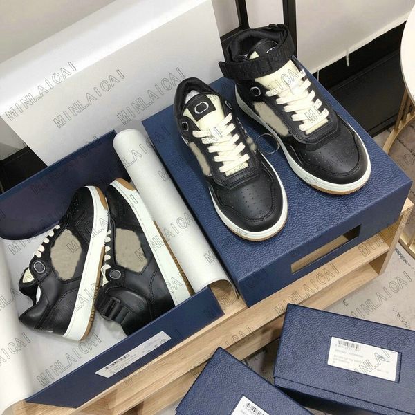 

b27 high low designer mens sneaker womens oblique runner trainers leather lace-up luxurys casual shoes, Black