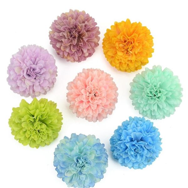 

10pcs 5cm silk carnation artificial pompom flower head hydrangea home wedding decoration diy scrapbooking fake flower sqcwlr