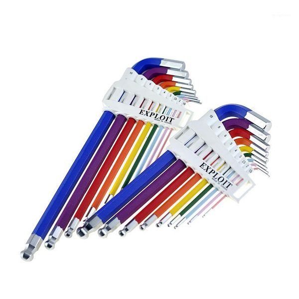 

9pcs 1.5mm-10mm color ball-end hex allen key l wrench set torque long metric with sleeve inner hexagon spanner hand tools1