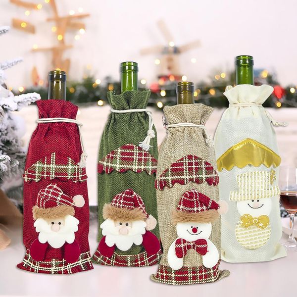Decorazione natalizia Coperchio bottiglia di vino Babbo Natale Ornamenti natalizi Felice anno nuovo 2020 Xmas Navidad Decor