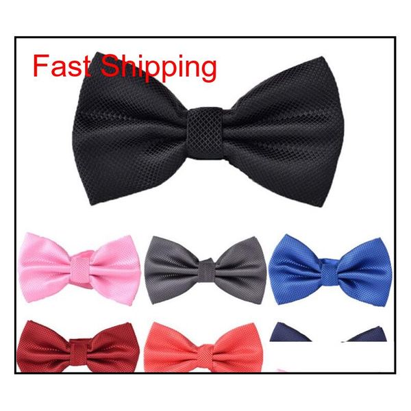 

men's bow ties solid color plain satin skinny ties groom necktie silk jacquard woven tie in stock 0320 715ri, Black;gray