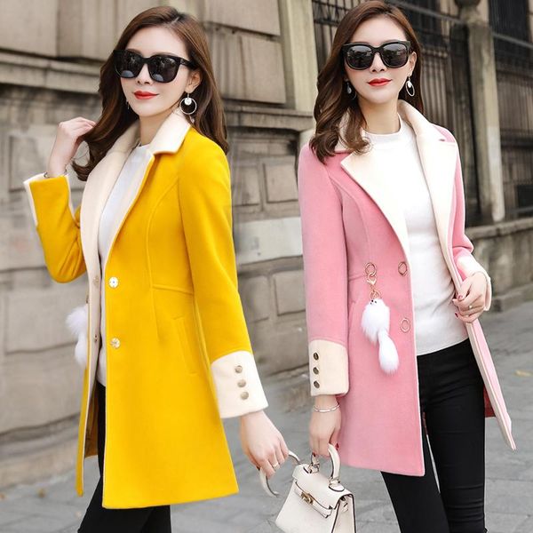 

women's wool & blends winter woolen coat in the long paragraph female korean version of autumn and straight, Black