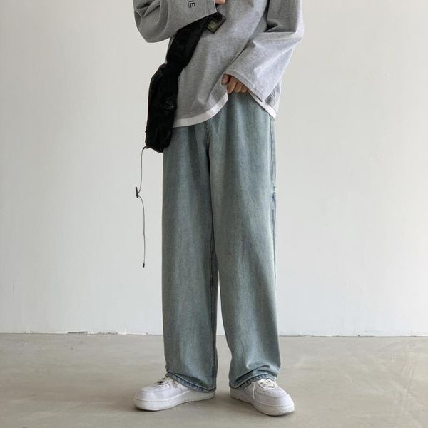 

men's jeans justar trendy casual pants loose wide leg mopping, Blue