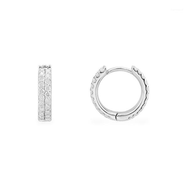 

SLJELY Fashion Real 925 Sterling Silver 2 Row White Cubic Zirconia Hoop Earrings for Women Fine Jewelry1, Golden;silver