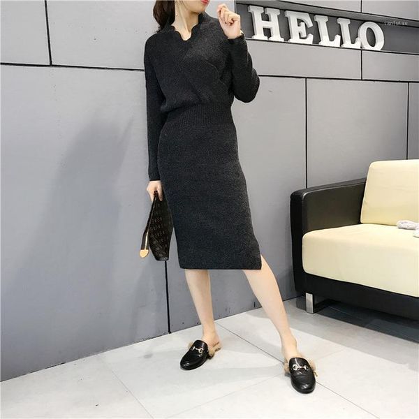 

sweater dress 2019 winter new arrive full sleeve slim soli thick long women pullovers mn7781, White;black