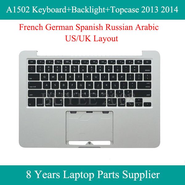 

lapreplacement keyboards for pro a1502 2013 2014 ase keyboard backlight azerty french german spanish russian arabic fr ru sp us uk