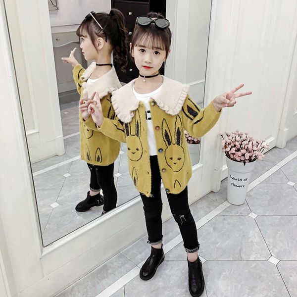 

spring girls' knitted cardigan 2020 new and autumn coat foreign sle baby mink cashmere sweater children's wear, Blue