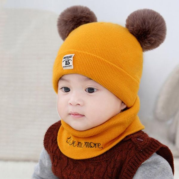 

2 шт дети hat малыш дети детские теплая зима hat knit beanie меховые pom pom hat детские мальчики cap 1-5years падения wmtzjr yycolor, Black;white