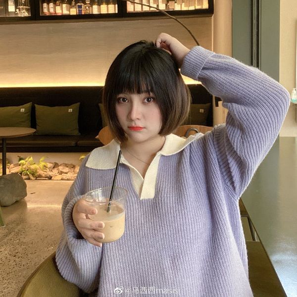 

2021 new ve-cleavage sweater colour mm fat autumn and winter women releases the large size skinny made from mesh 260b, White;black