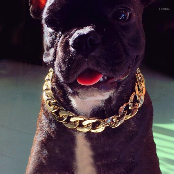 

gold chain collar for dog tone cut curb cuban pet link customize wholesale jewelry pets gift necklace neck chain golden1