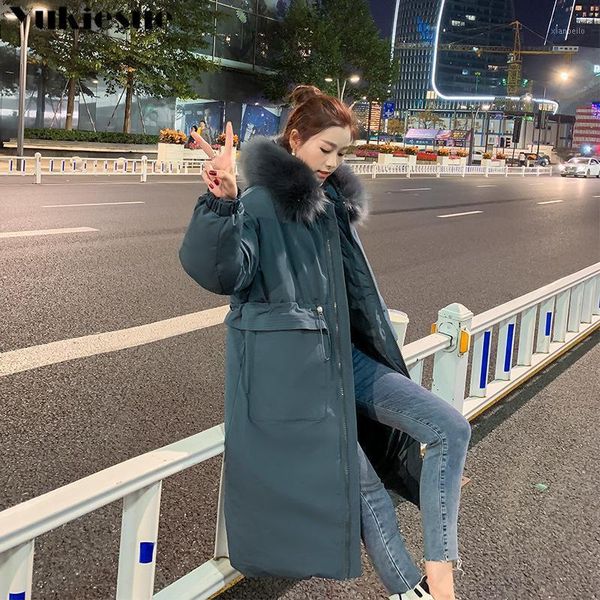 

winter warm jacket female 2021 fashion thin waist coat women winter thicken warm fur lining down cotton parkas female coat1, Black