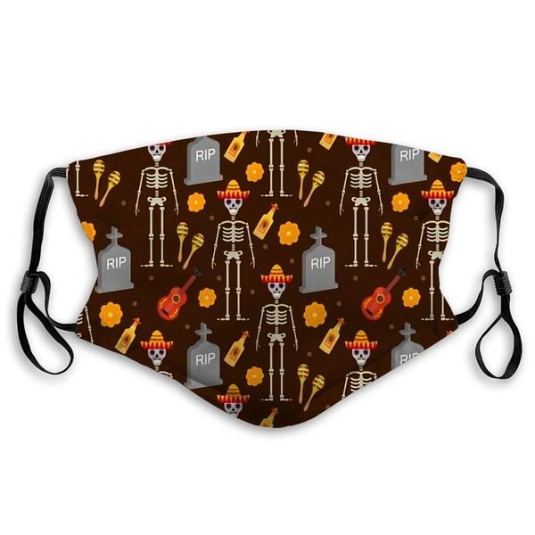 

unmouth mask face cover day of the dead holiday in mexico with sugar skulls skeleton endless dia