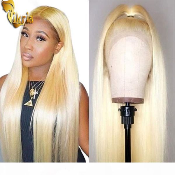 

613 blonde lace front human hair wigs full lace wigs brazilian malaysian straight virgin hair with pre-plucked hairline for black women, Black;brown