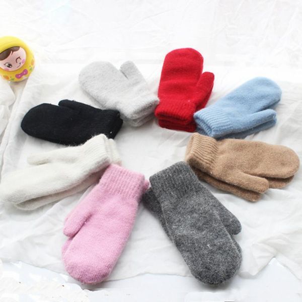 

2020 fashion women winter gloves pure color fur mittens soft warm candy color female gloves 7 colors, Blue;gray