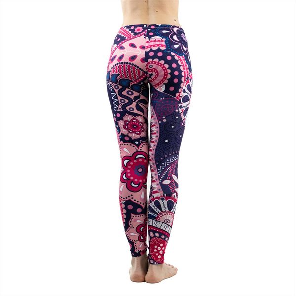 

fashion women mandala purple printing leggings workout bottoms stretch slim fitness pants drop shipping, Black