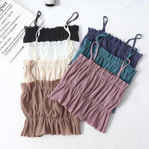 

camisoles & tanks brought sweet small condole belt vest outside the joker wearing black that wipe a bosom chiffon blouse of girl1, Black;white