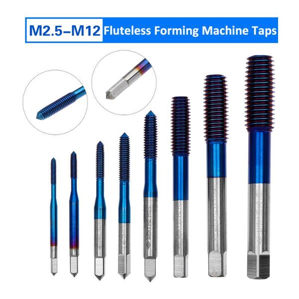 

m2.5 m3 m4 m5 m6 m8 m10 m12 spiral thread tap set metric tap drill nano blue coated machine screw hand tools