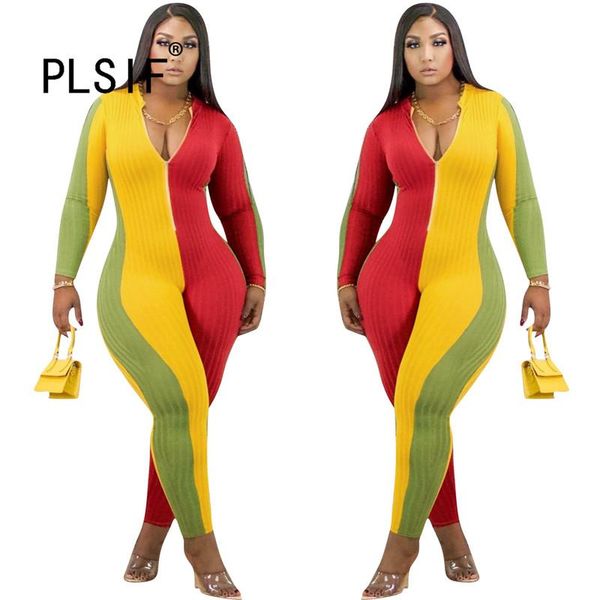 

women's jumpsuits & rompers yellow deep v neck long sleeve skinny tight club party lady fashion women romper, Black;white