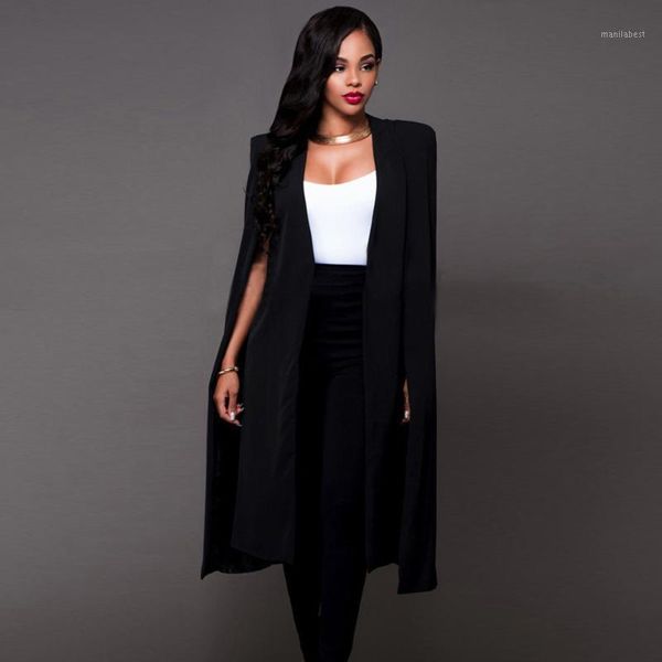 

plus size england style cloak cape long blazer solid women clothes fashion loose causal 2020 autumn black white jacket and coat1, White;black