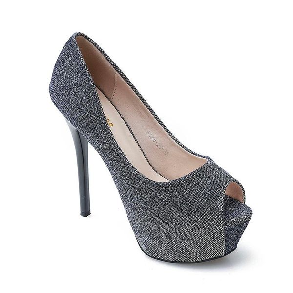 

2021 spring and summer new ultra high heels fine with waterproof platform nightclub fish mouth single shoes girl high heels, Black