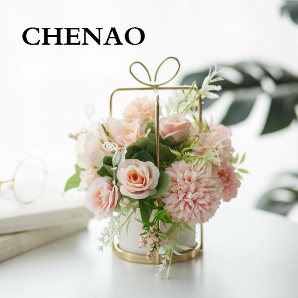 

chenao hanging flower style artificial flower pot set vase decoration indoor artificial potted home decoration fake flower 1022
